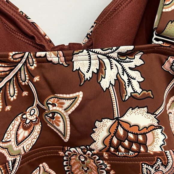Lands End Tankini Skirt 2 PC Set Size 20W Floral Brown - Picture 6 of 9